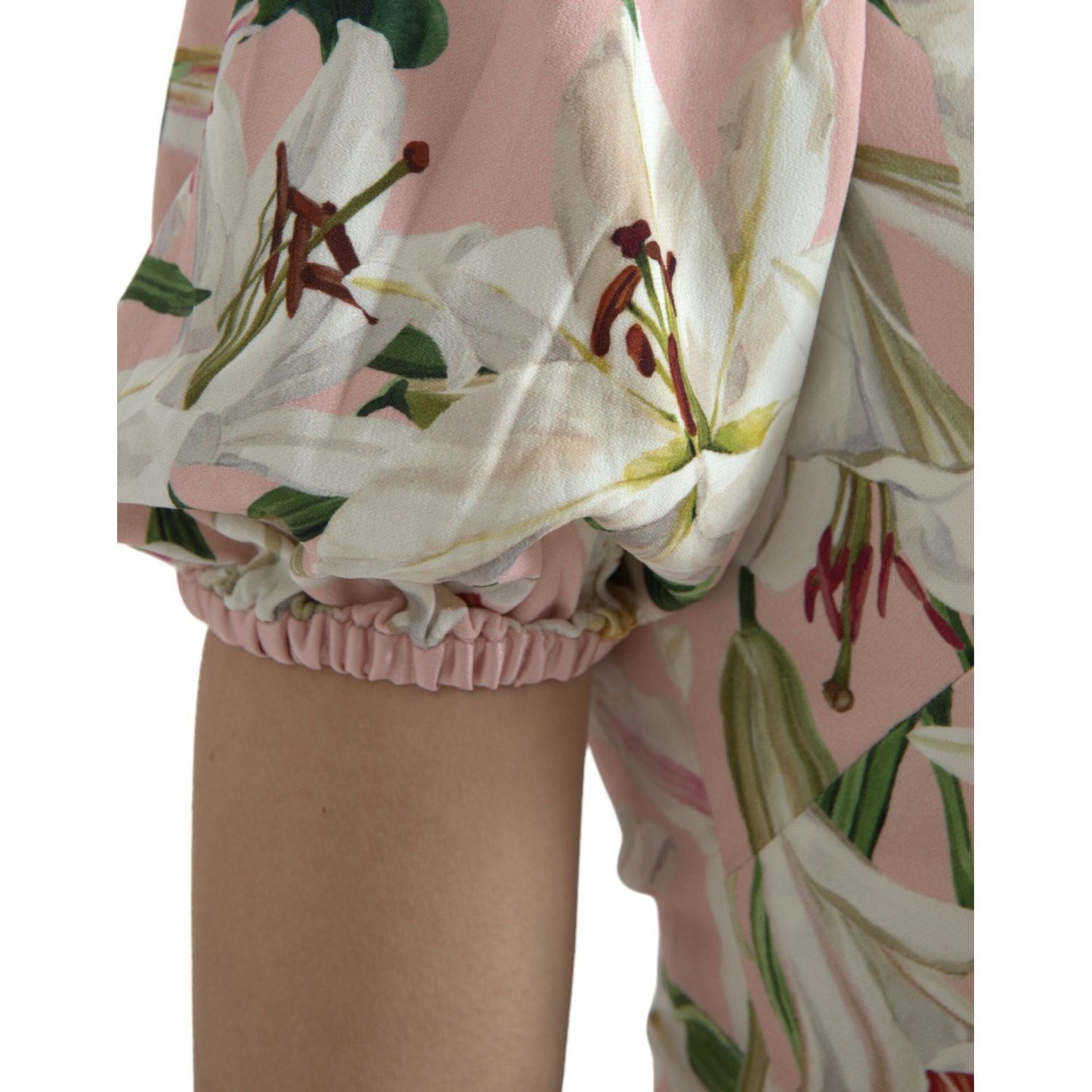 Dolce & Gabbana Elegant Pink Lily Print Sheath Dress Dolce & Gabbana Slate Gray