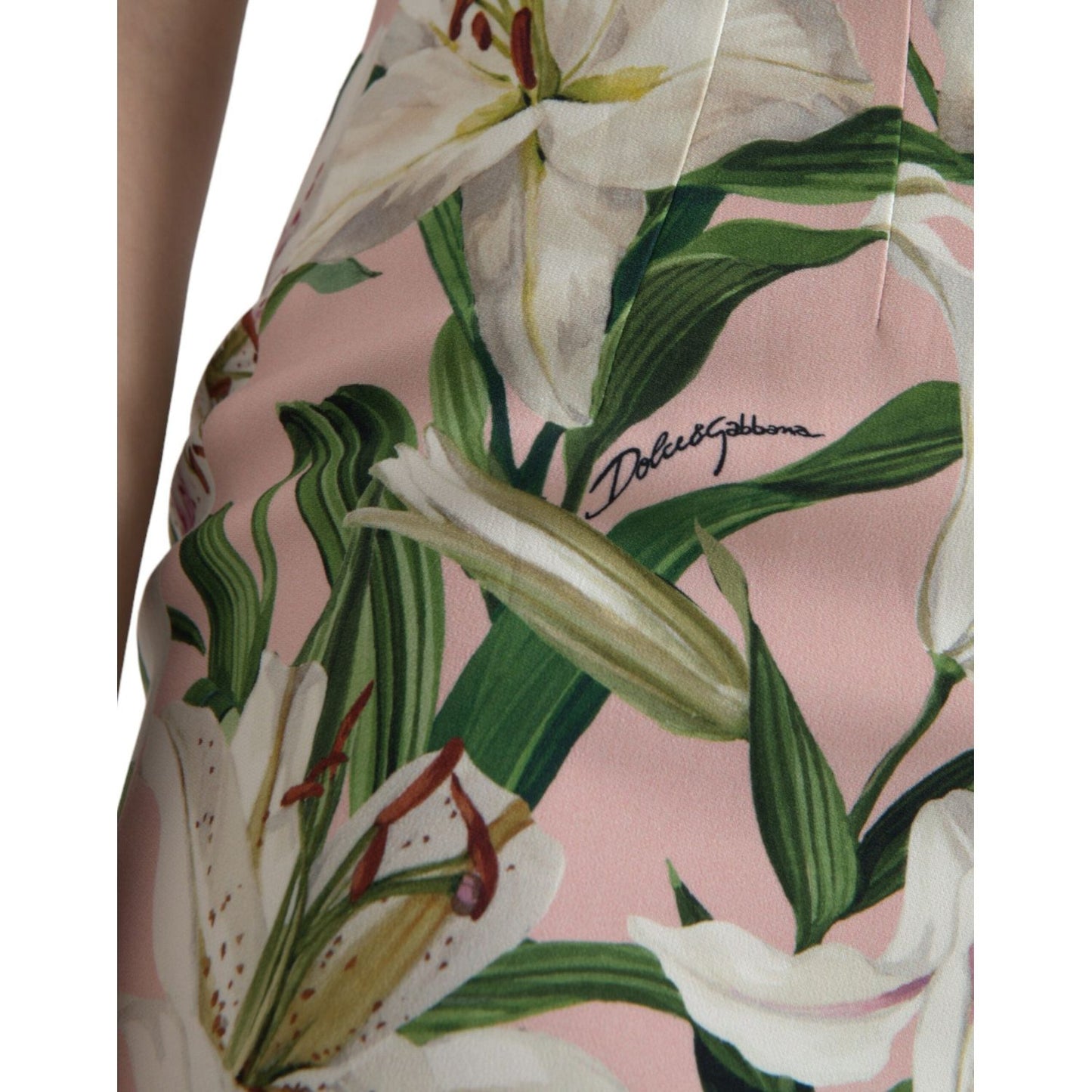 Dolce & Gabbana Elegant Pink Lily Print Sheath Dress Dolce & Gabbana Rosy Brown