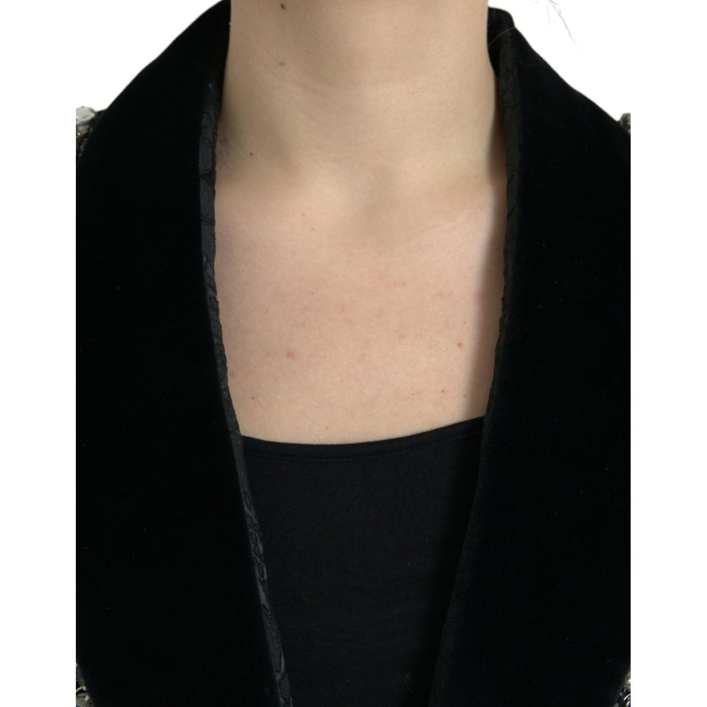 Dolce & Gabbana Elegant Embellished Black Overcoat Jacket Dolce & Gabbana Black