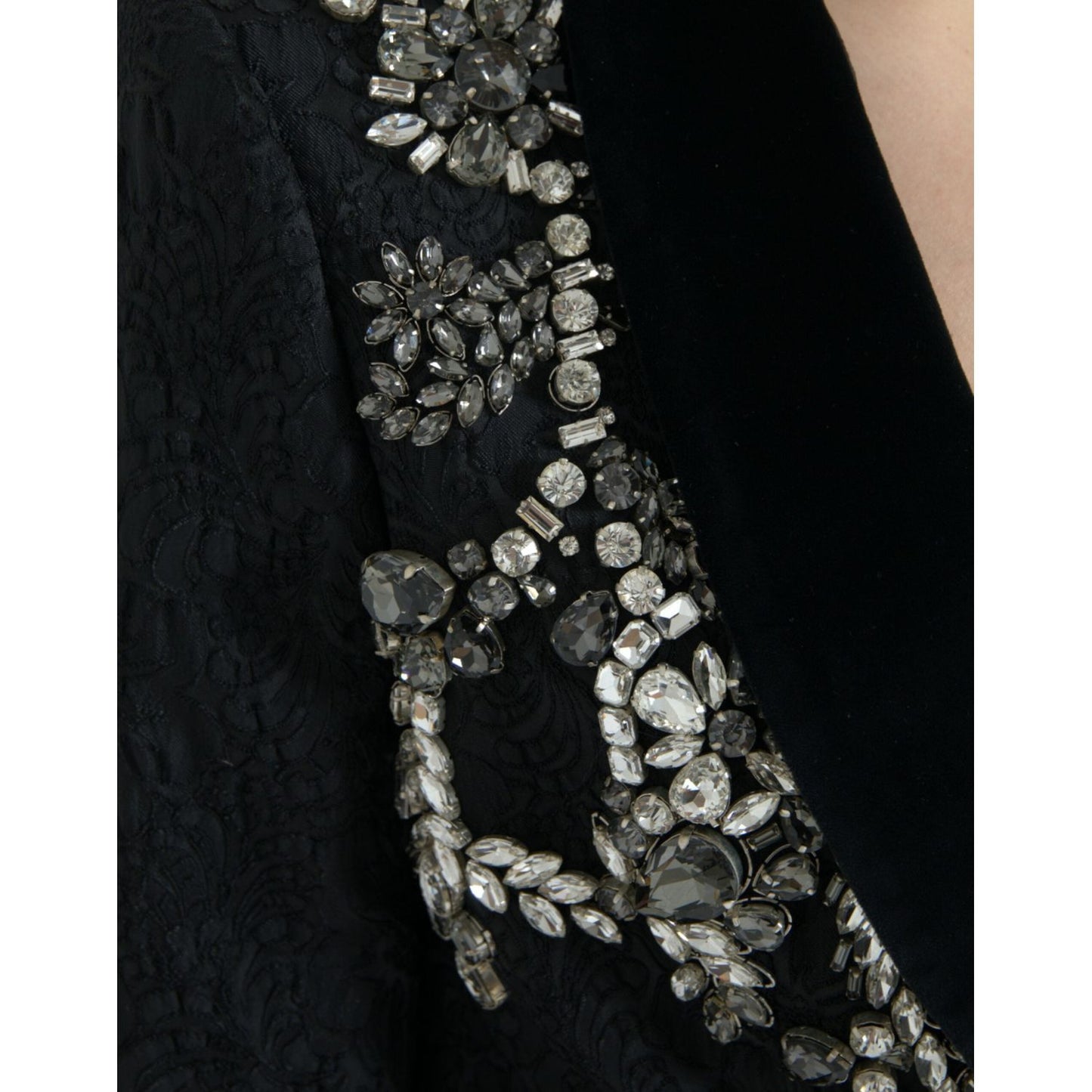 Dolce & Gabbana Elegant Embellished Black Overcoat Jacket Dolce & Gabbana Black