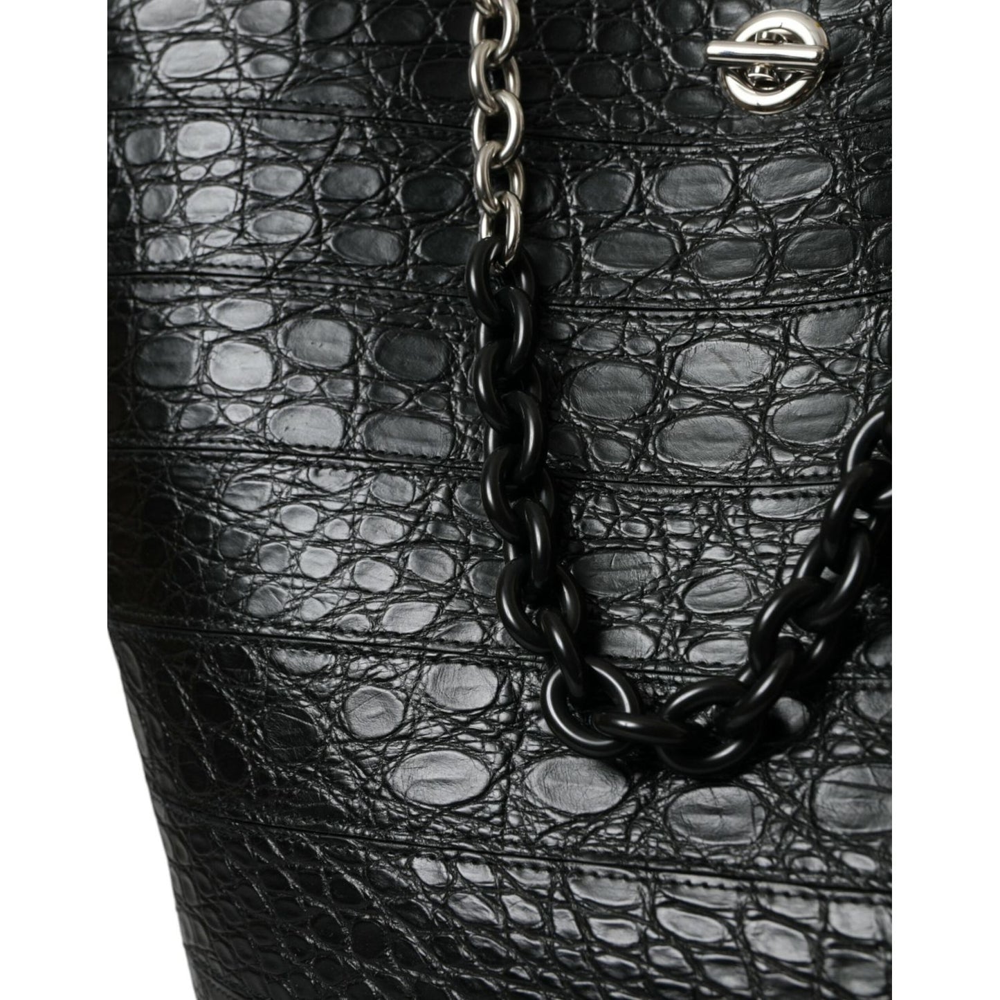 Balenciaga Elegant Black Crocodile Leather Maxi Bucket Bag Balenciaga Dark Slate Gray