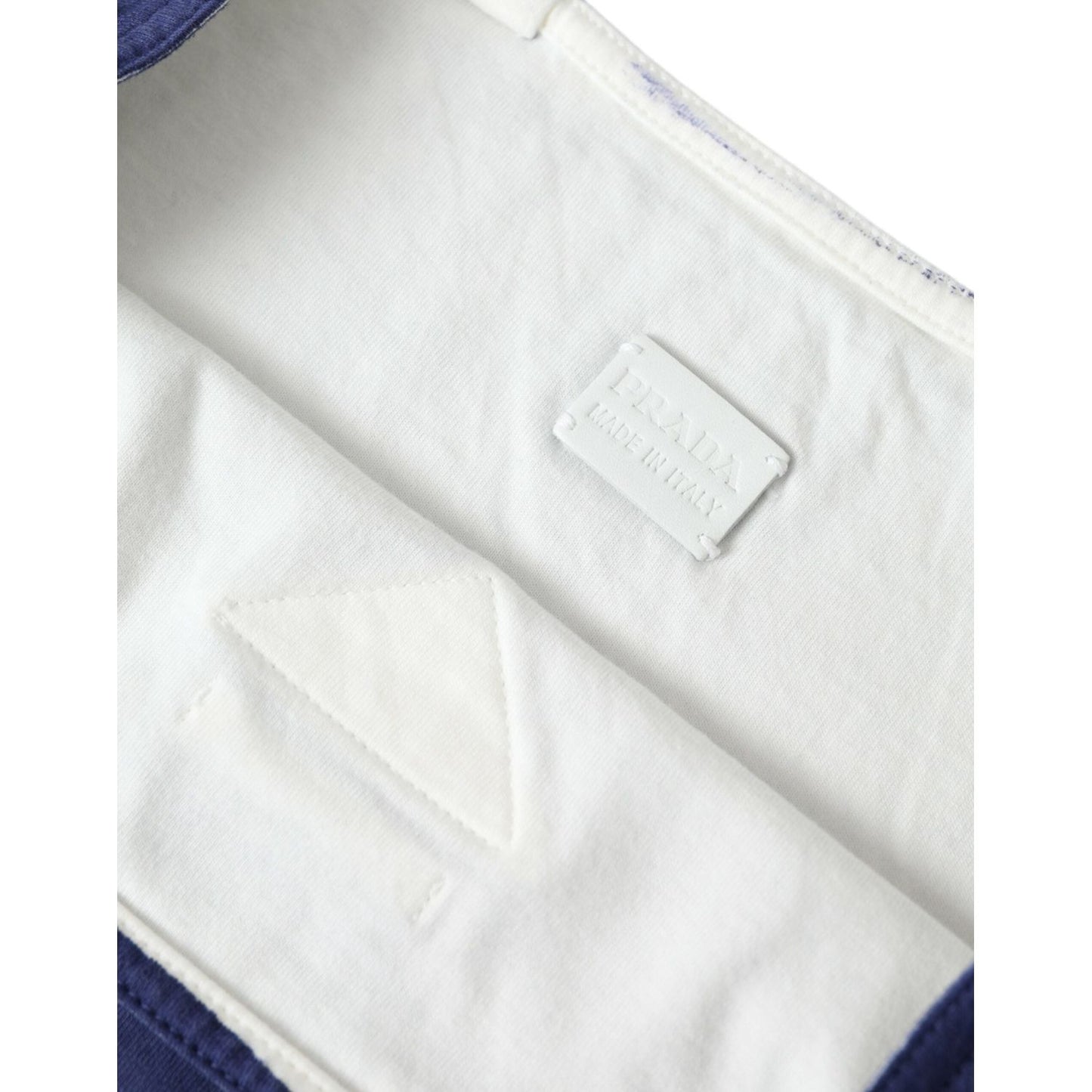 Prada Blue Jersey Fabric Logo Shoulder Shopping Tote Shopping Bag