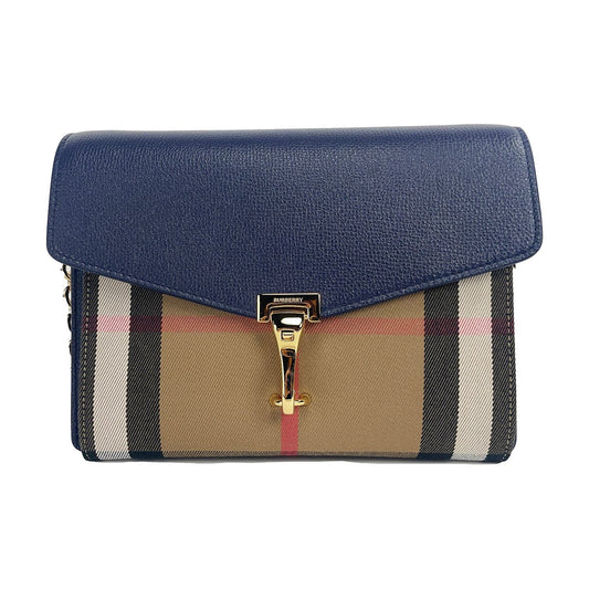 Burberry Macken Small Regency Blue House Check Leather Crossbody Bag