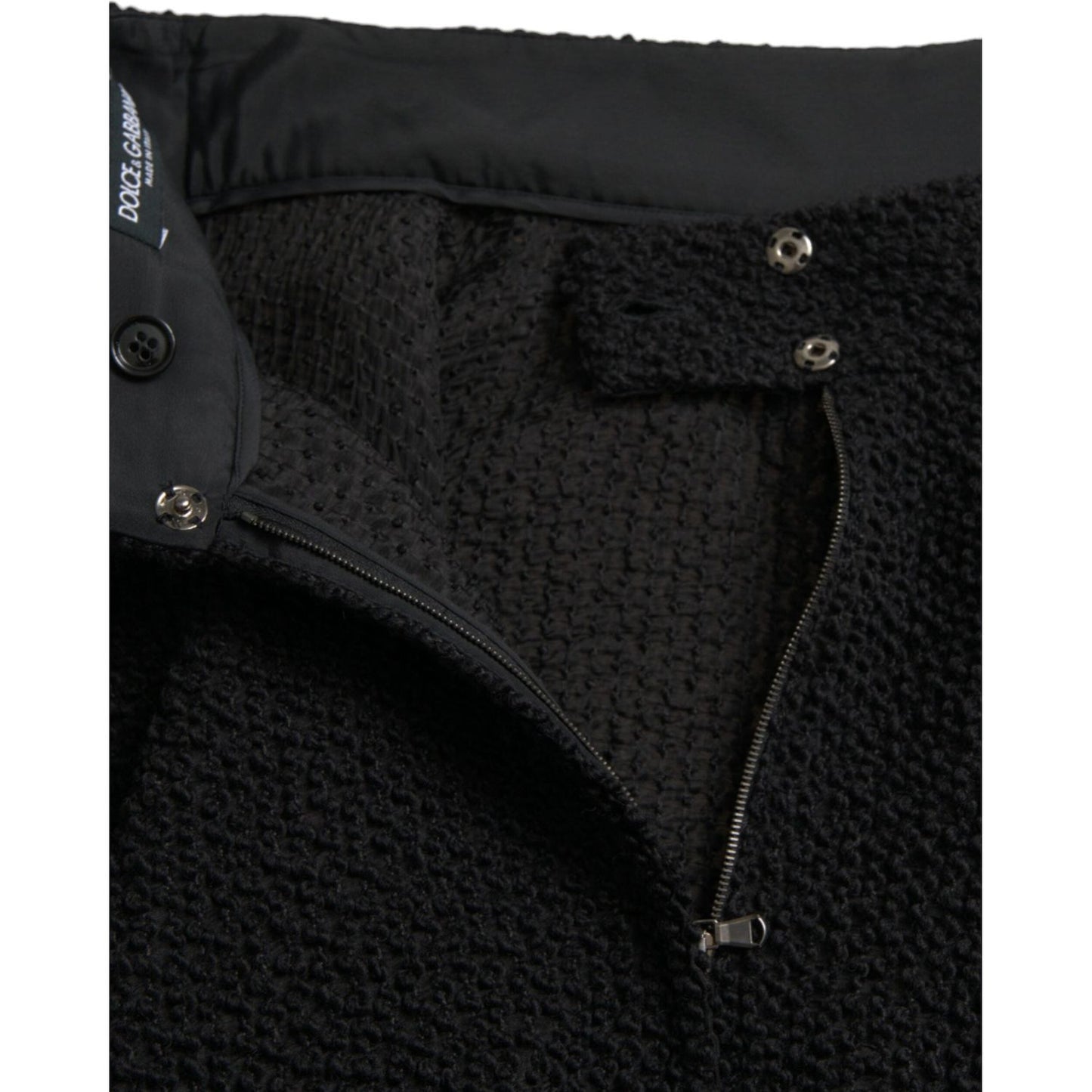 Dolce & Gabbana Black High Waist A-line Knee Length Skirt Dolce & Gabbana Black