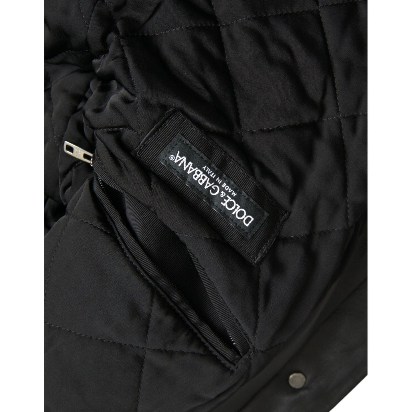 Dolce & Gabbana Black Leather Fur Collar Biker Coat Jacket Dolce & Gabbana Black