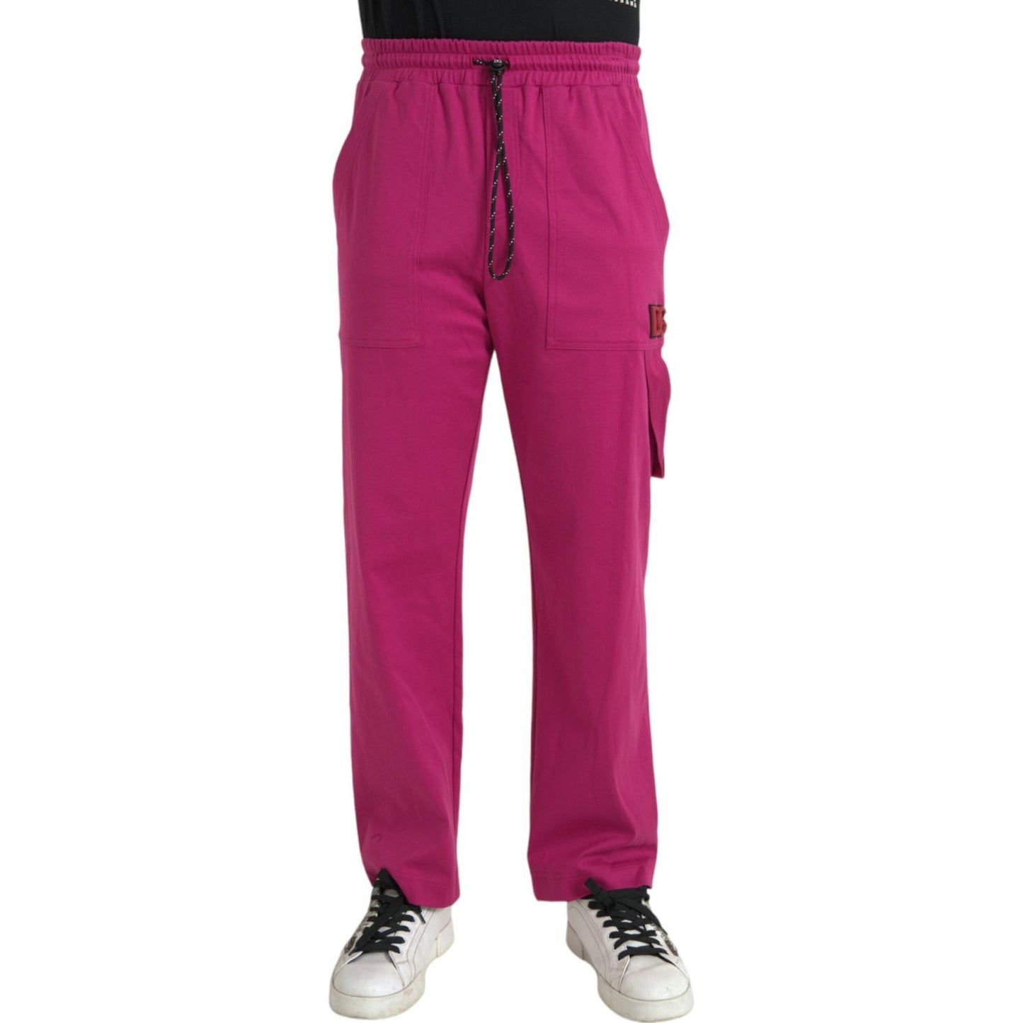 Dolce & Gabbana Pink Logo Cargo Cotton Jogger Sweatpants Pants Dolce & Gabbana Maroon