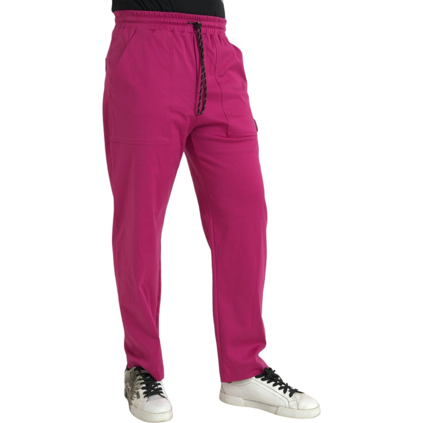 Dolce & Gabbana Pink Logo Cargo Cotton Jogger Sweatpants Pants Dolce & Gabbana Maroon