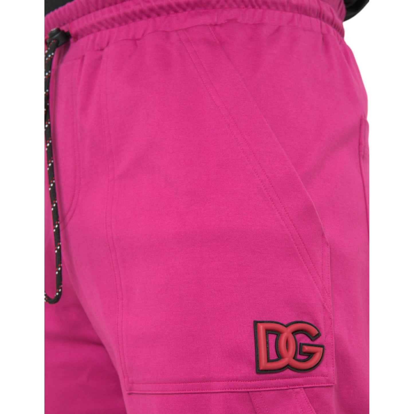 Dolce & Gabbana Pink Logo Cargo Cotton Jogger Sweatpants Pants Dolce & Gabbana Violet Red