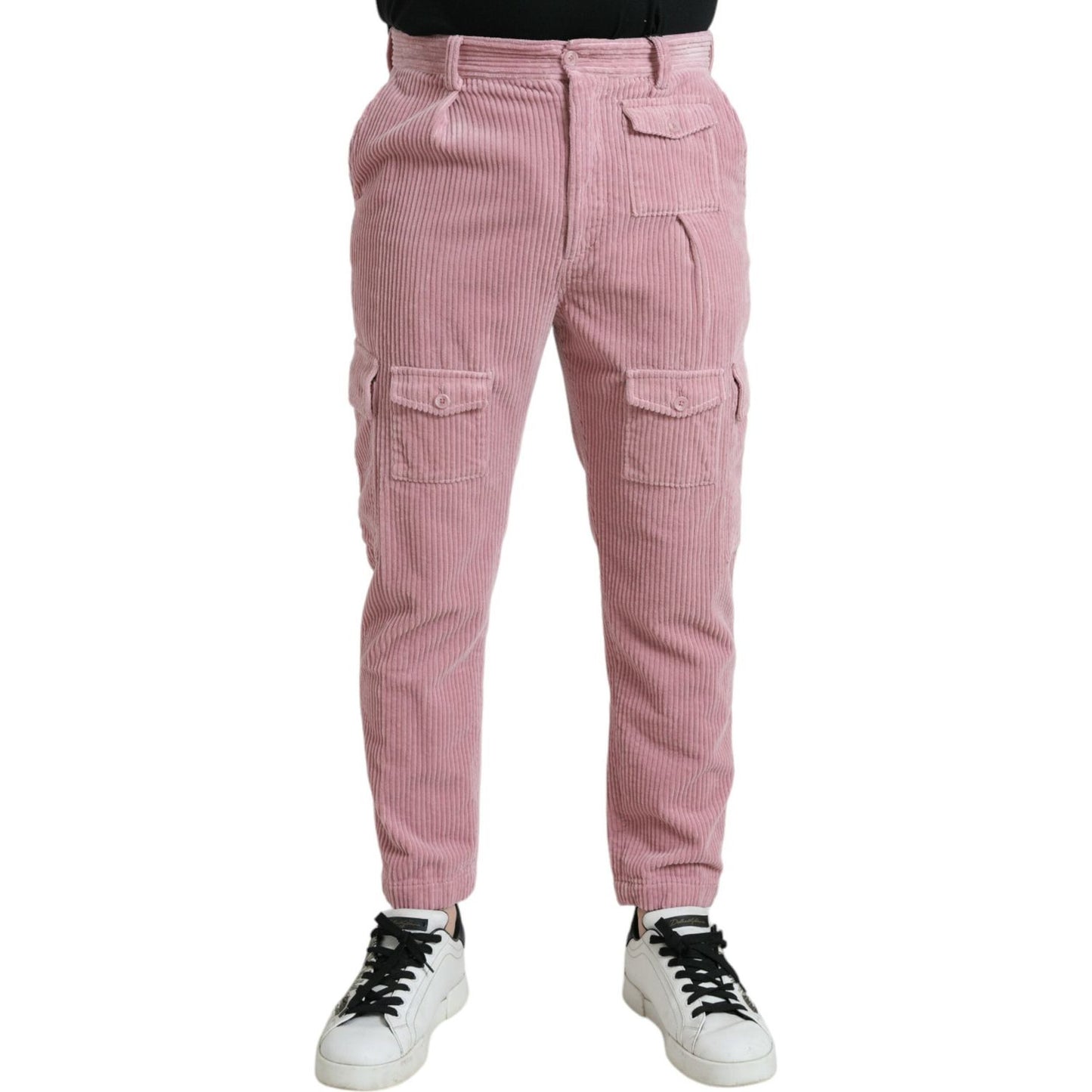 Dolce & Gabbana Pink Corduroy Cotton Stretch Skinny Cargo Jeans Dolce & Gabbana Rosy Brown