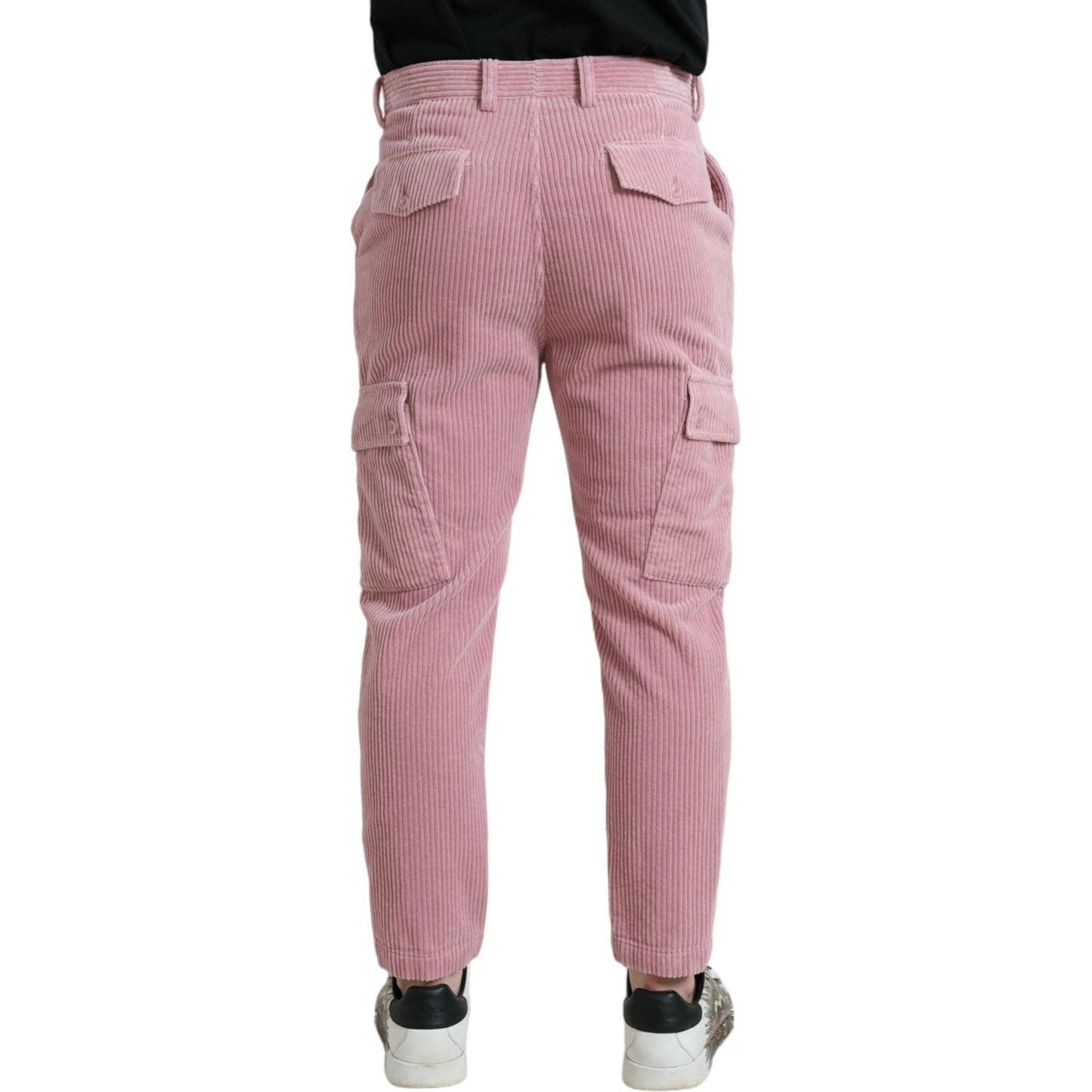 Dolce & Gabbana Pink Corduroy Cotton Stretch Skinny Cargo Jeans Dolce & Gabbana Rosy Brown