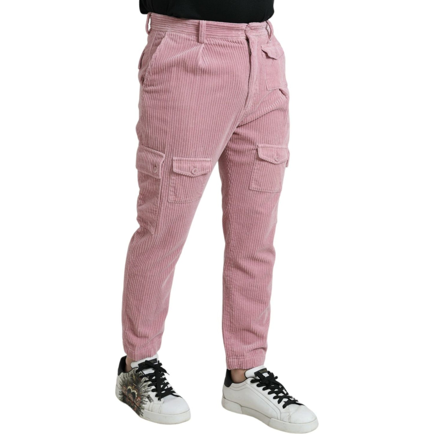Dolce & Gabbana Pink Corduroy Cotton Stretch Skinny Cargo Jeans Dolce & Gabbana Rosy Brown