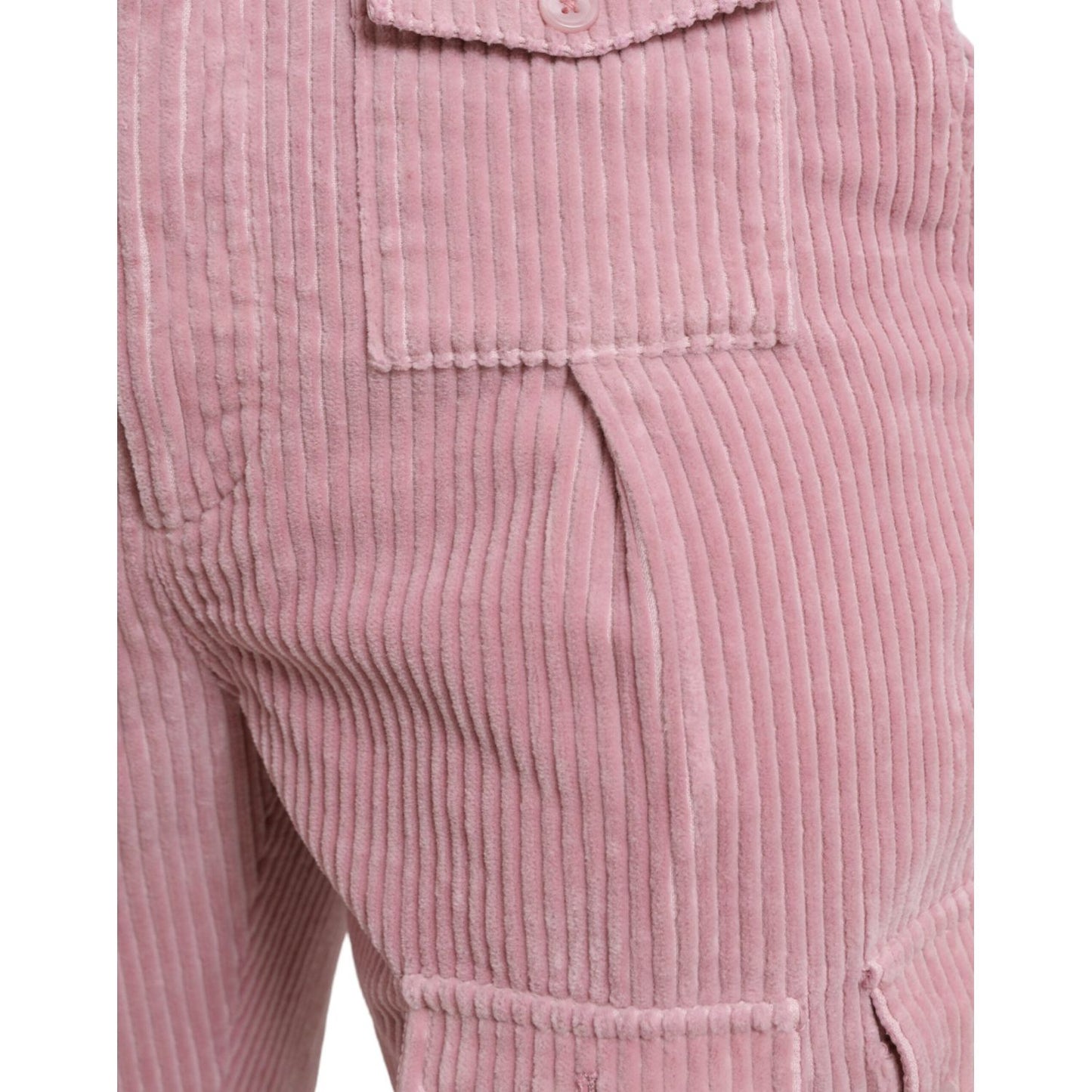 Dolce & Gabbana Pink Corduroy Cotton Stretch Skinny Cargo Jeans Dolce & Gabbana Rosy Brown