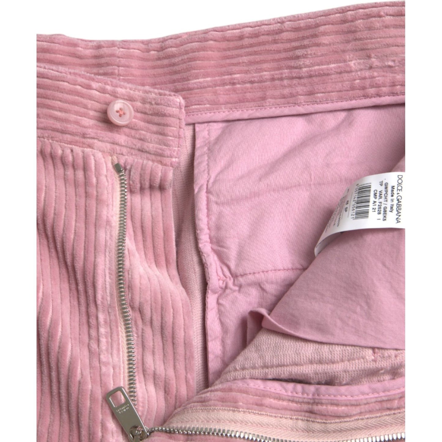 Dolce & Gabbana Pink Corduroy Cotton Stretch Skinny Cargo Jeans Dolce & Gabbana Rosy Brown