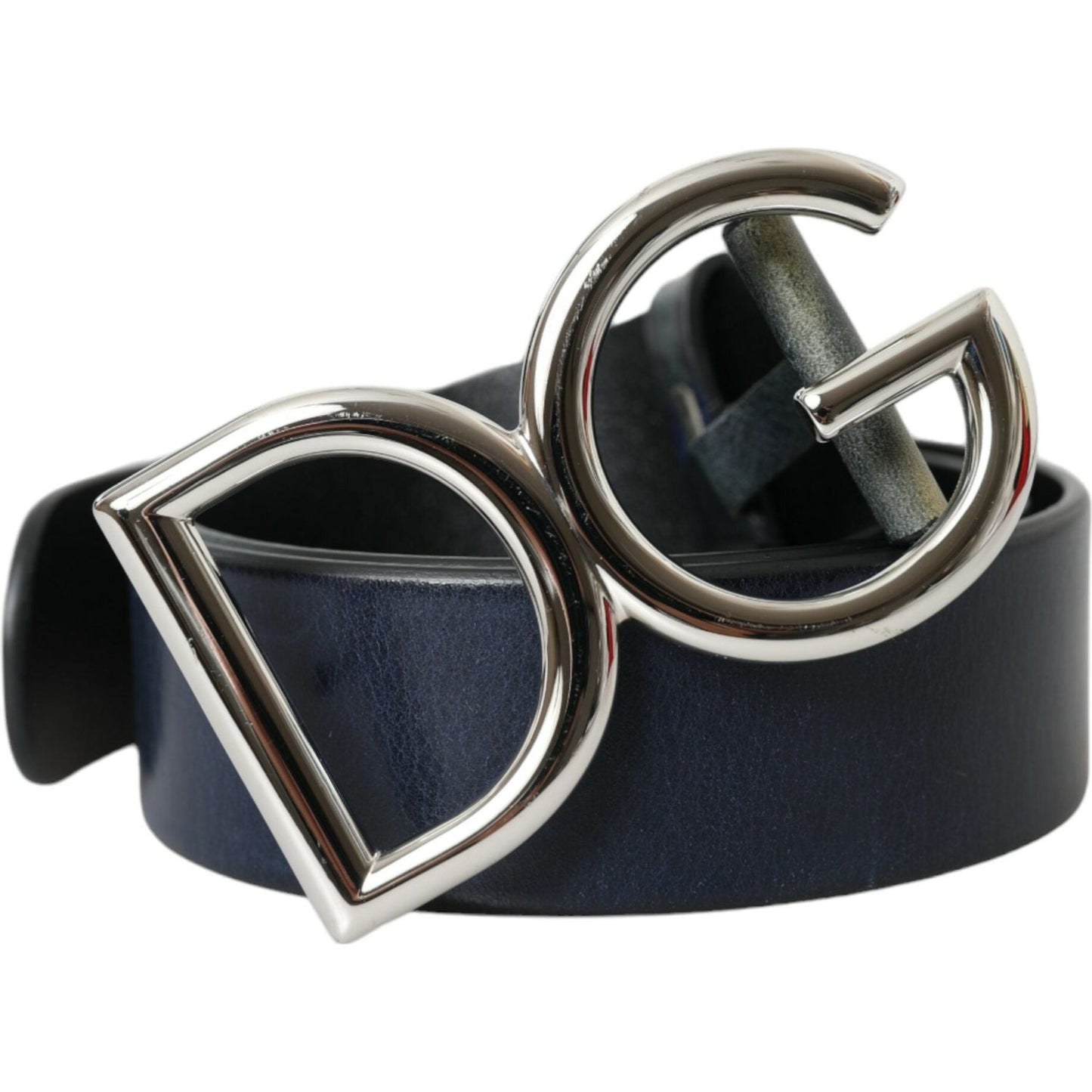 Dolce & Gabbana Blue Leather Silver Metal Logo Buckle Belt Men Dolce & Gabbana Dark Slate Gray