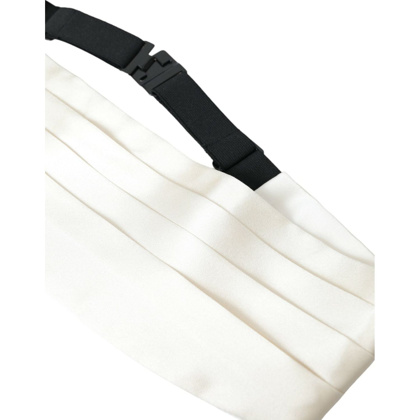 Dolce & Gabbana White Men Wide Waist Silk Belt Cummerbund Dolce & Gabbana White Smoke