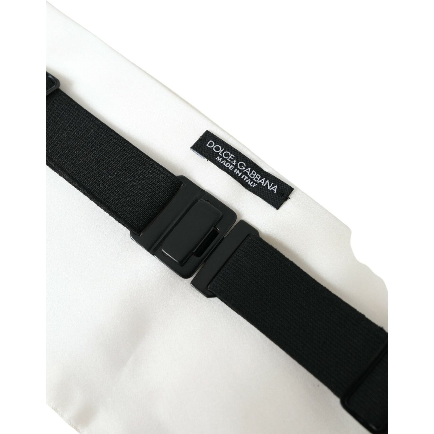 Dolce & Gabbana White Men Wide Waist Silk Belt Cummerbund Dolce & Gabbana Beige