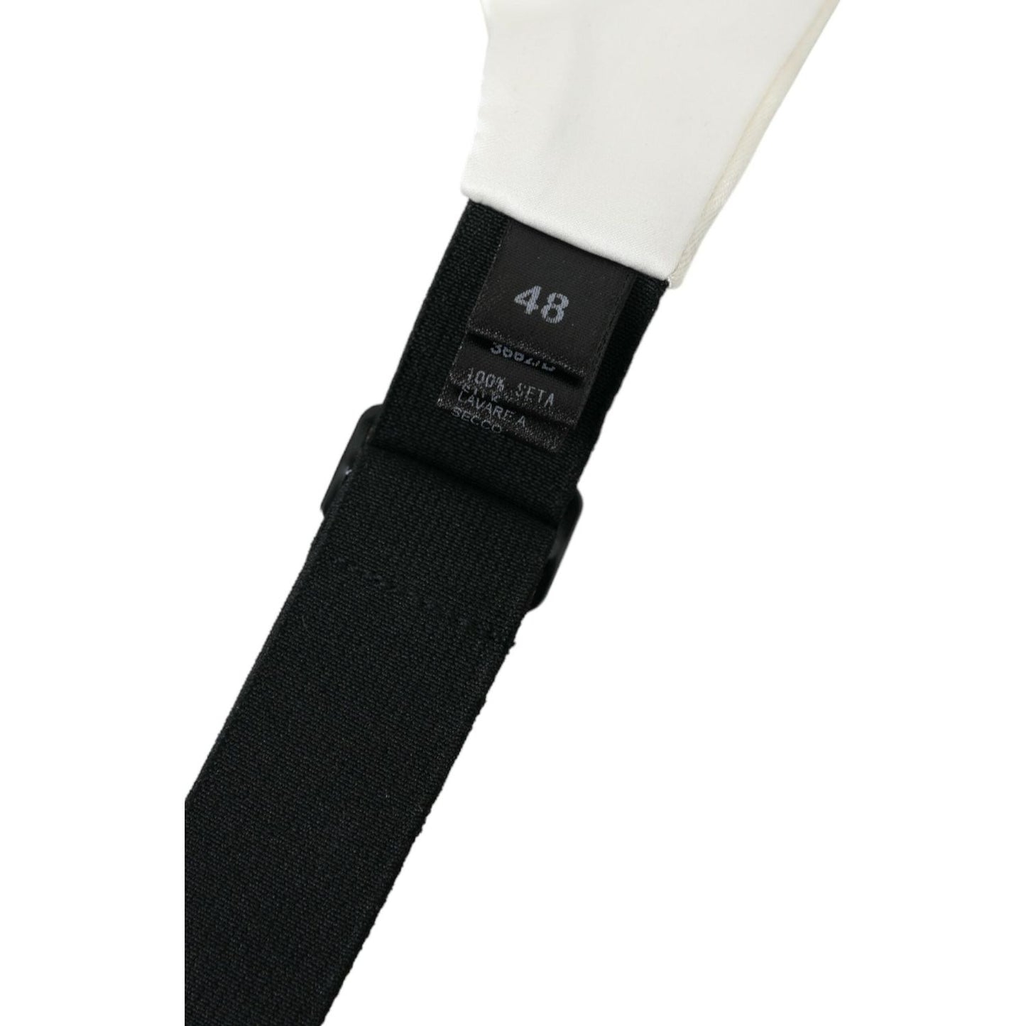 Dolce & Gabbana White Men Wide Waist Silk Belt Cummerbund Dolce & Gabbana Black