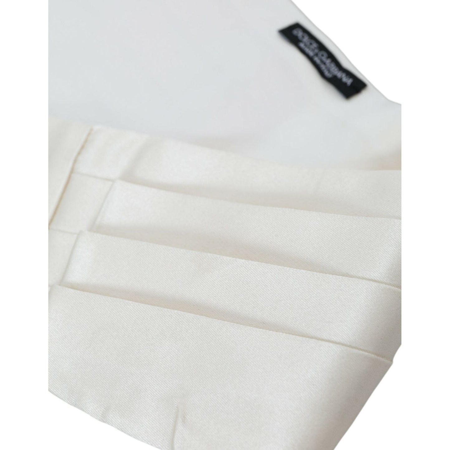 Dolce & Gabbana White Men Wide Waist Silk Belt Cummerbund Dolce & Gabbana Light Gray
