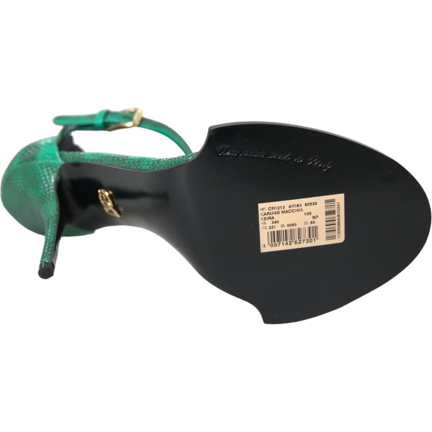 Dolce & Gabbana Green Exotic Leather Crystal Sandals Shoes Dolce & Gabbana Dark Slate Gray