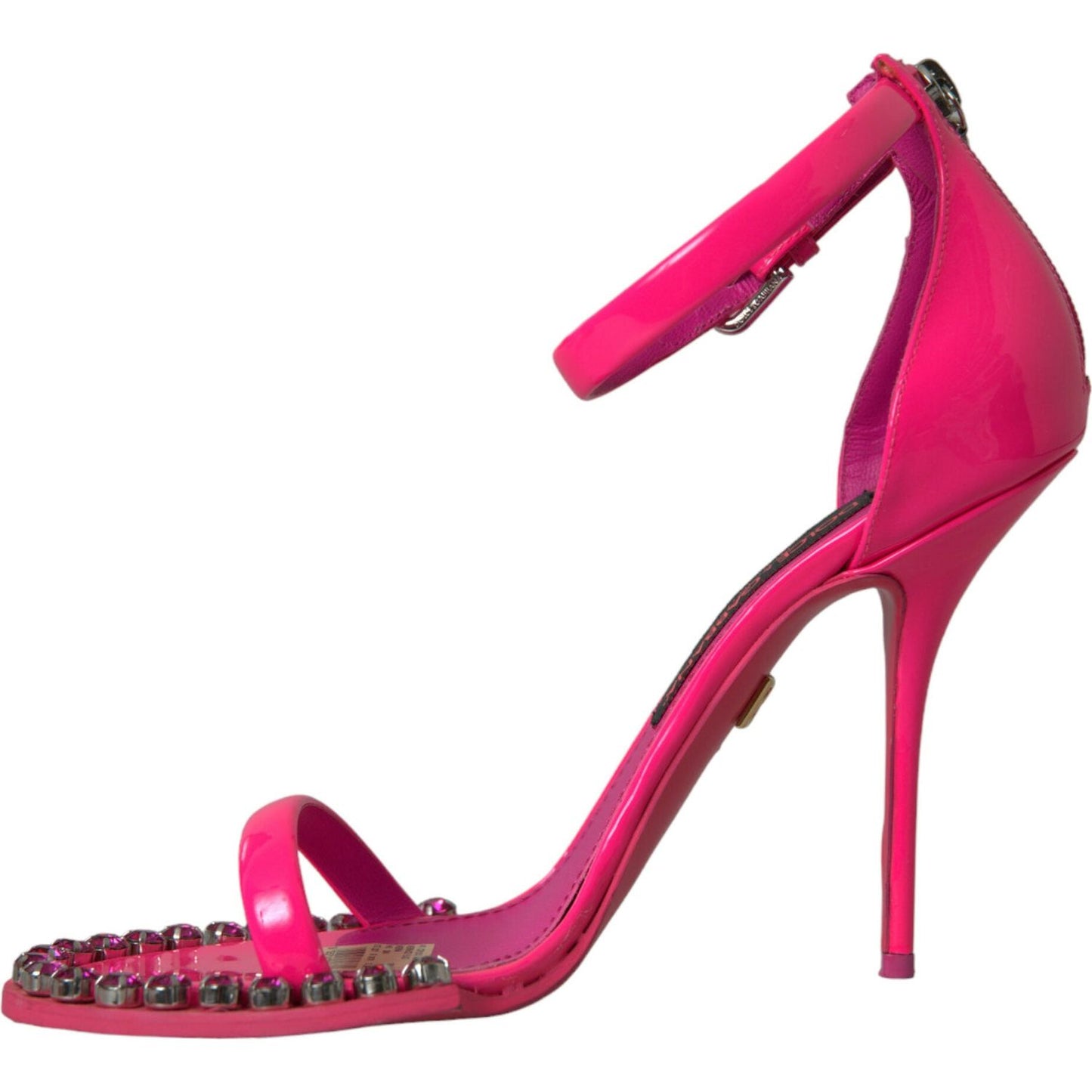 Dolce & Gabbana Pink Leather Crystal Heels Sandals Shoes Dolce & Gabbana Maroon