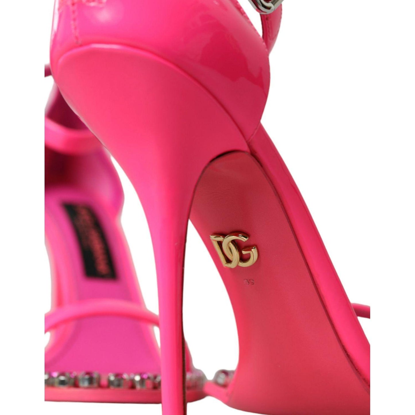 Dolce & Gabbana Pink Leather Crystal Heels Sandals Shoes Dolce & Gabbana Maroon
