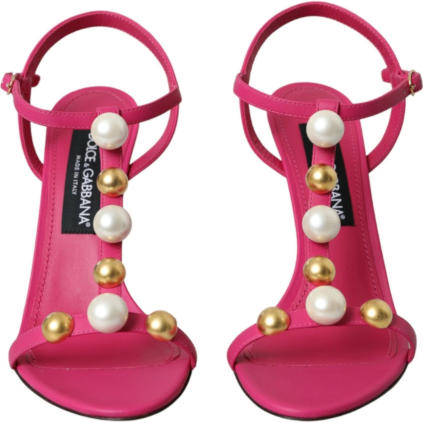 Dolce & Gabbana Pink Embellished Leather Sandals Heels Shoes Dolce & Gabbana Maroon