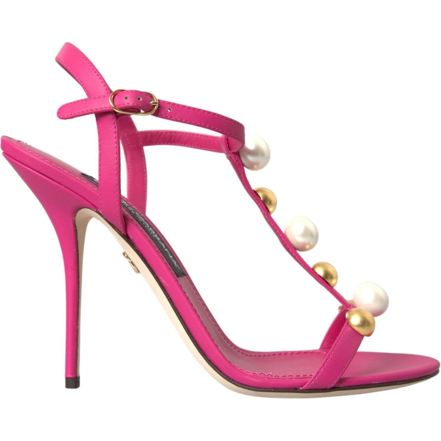 Dolce & Gabbana Pink Embellished Leather Sandals Heels Shoes Dolce & Gabbana Maroon