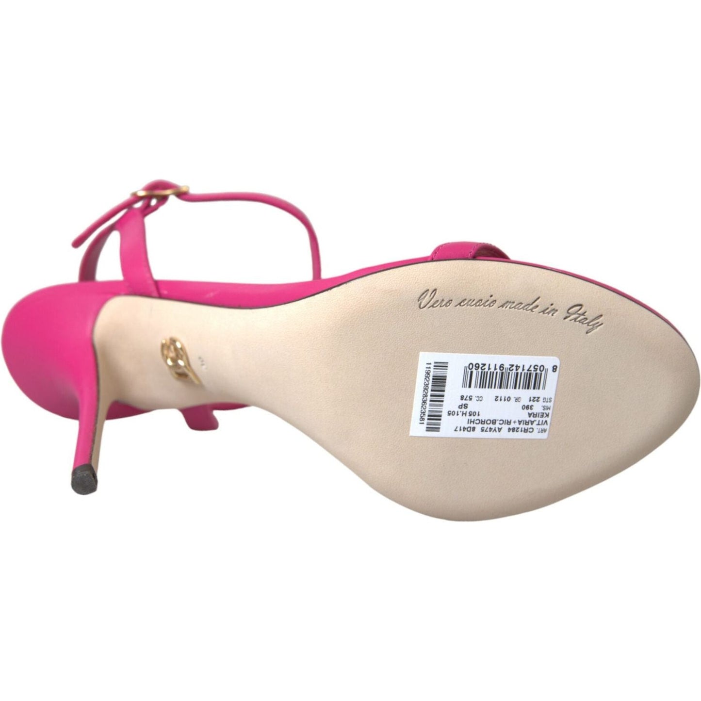 Dolce & Gabbana Pink Embellished Leather Sandals Heels Shoes Dolce & Gabbana Light Gray
