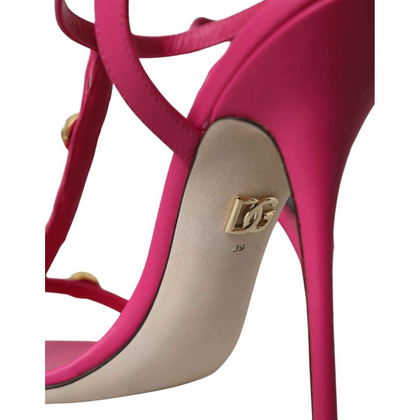 Dolce & Gabbana Pink Embellished Leather Sandals Heels Shoes Dolce & Gabbana Maroon