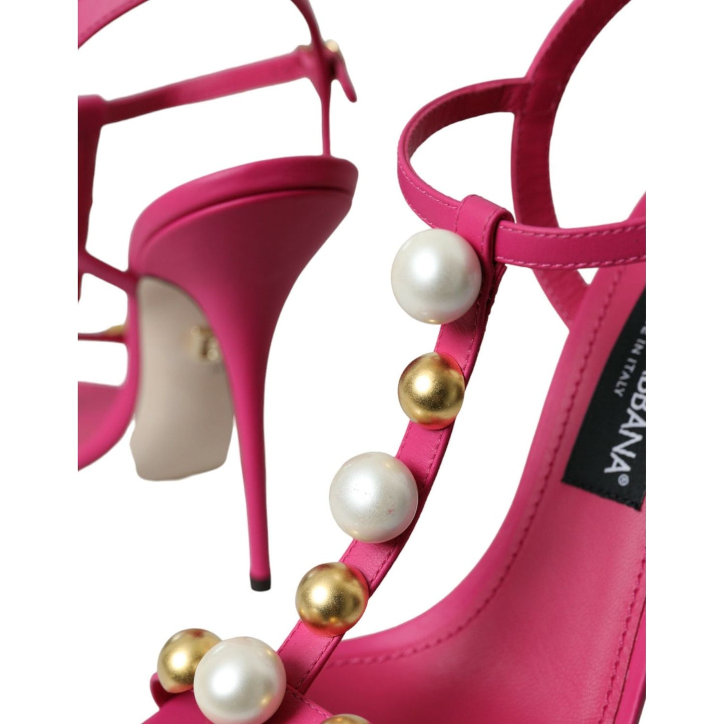 Dolce & Gabbana Pink Embellished Leather Sandals Heels Shoes Dolce & Gabbana Maroon