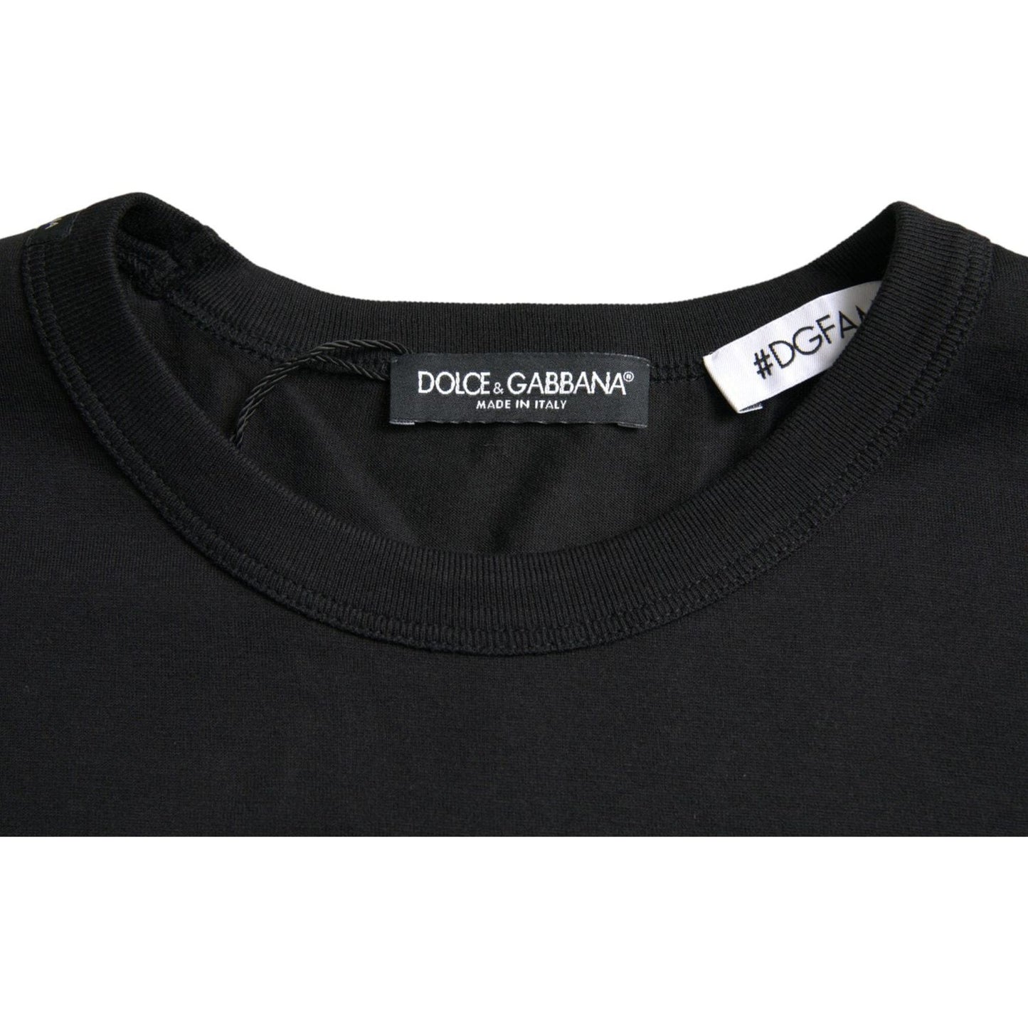 Dolce & Gabbana Black #DGFamily Cotton Crew Neck T-shirt Dolce & Gabbana Black