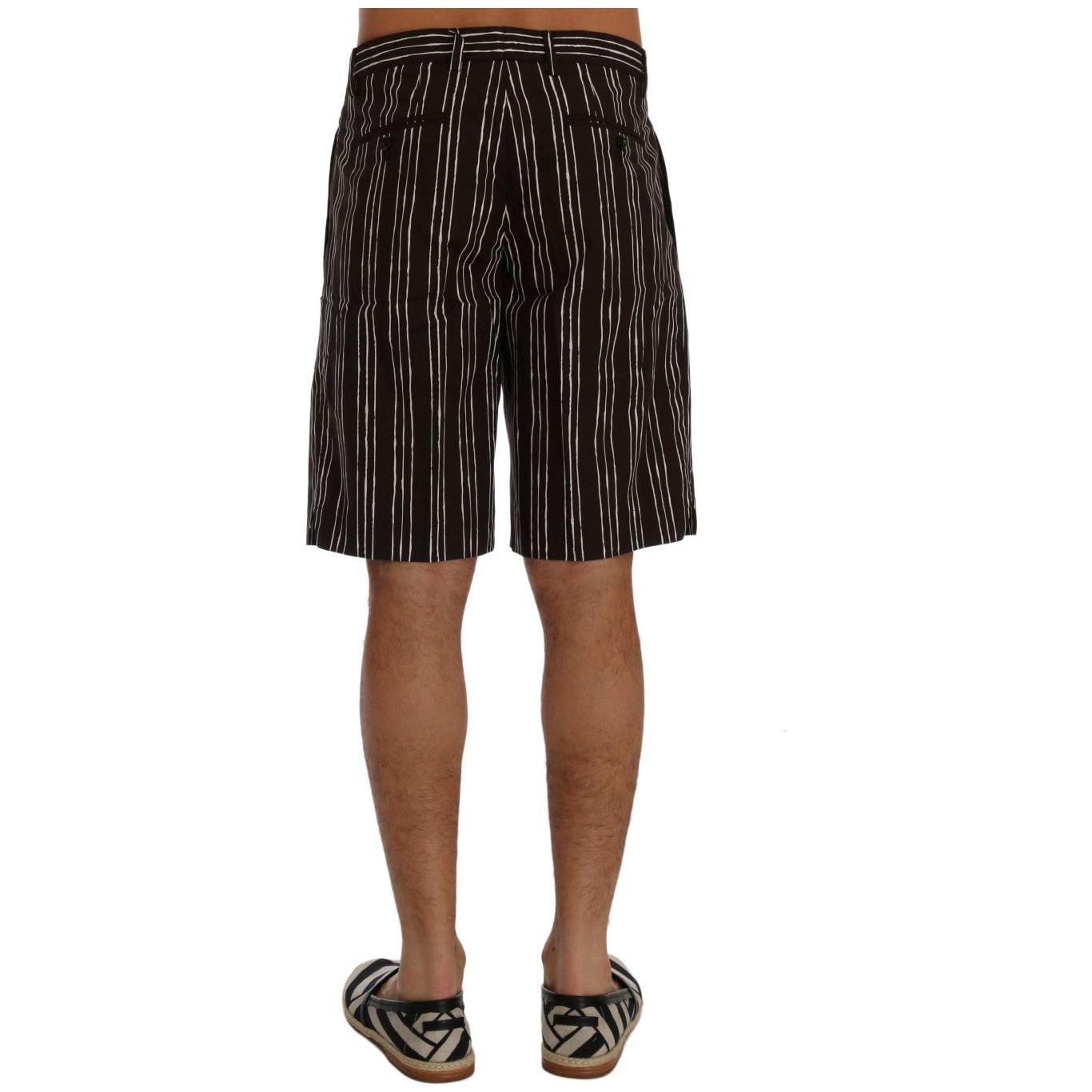 Dolce & Gabbana Bordeaux White Striped Hemp Casual Shorts
