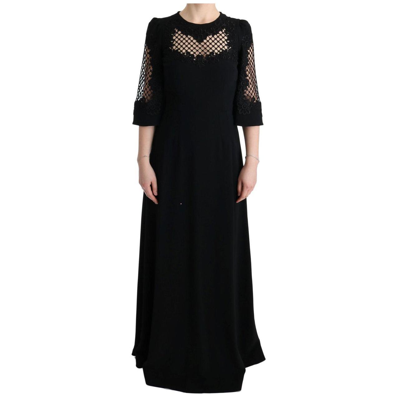 Dolce & Gabbana Elegant Black Floral Maxi Dress Dolce & Gabbana Black