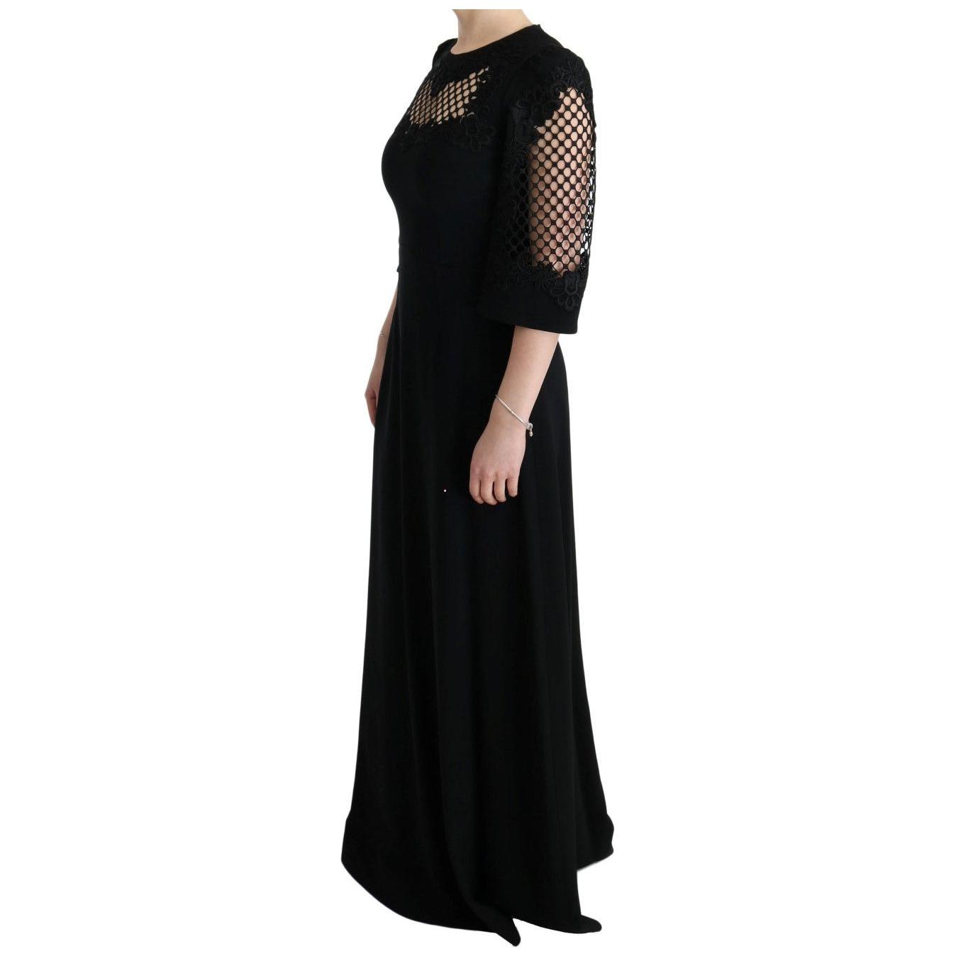 Dolce & Gabbana Elegant Black Floral Maxi Dress Dolce & Gabbana Black
