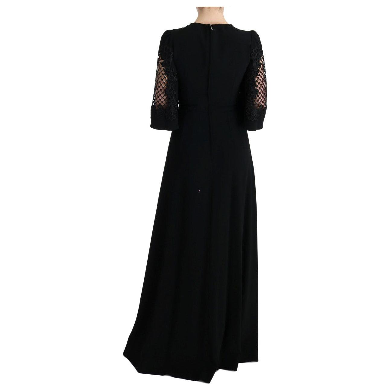 Dolce & Gabbana Elegant Black Floral Maxi Dress Dolce & Gabbana Black