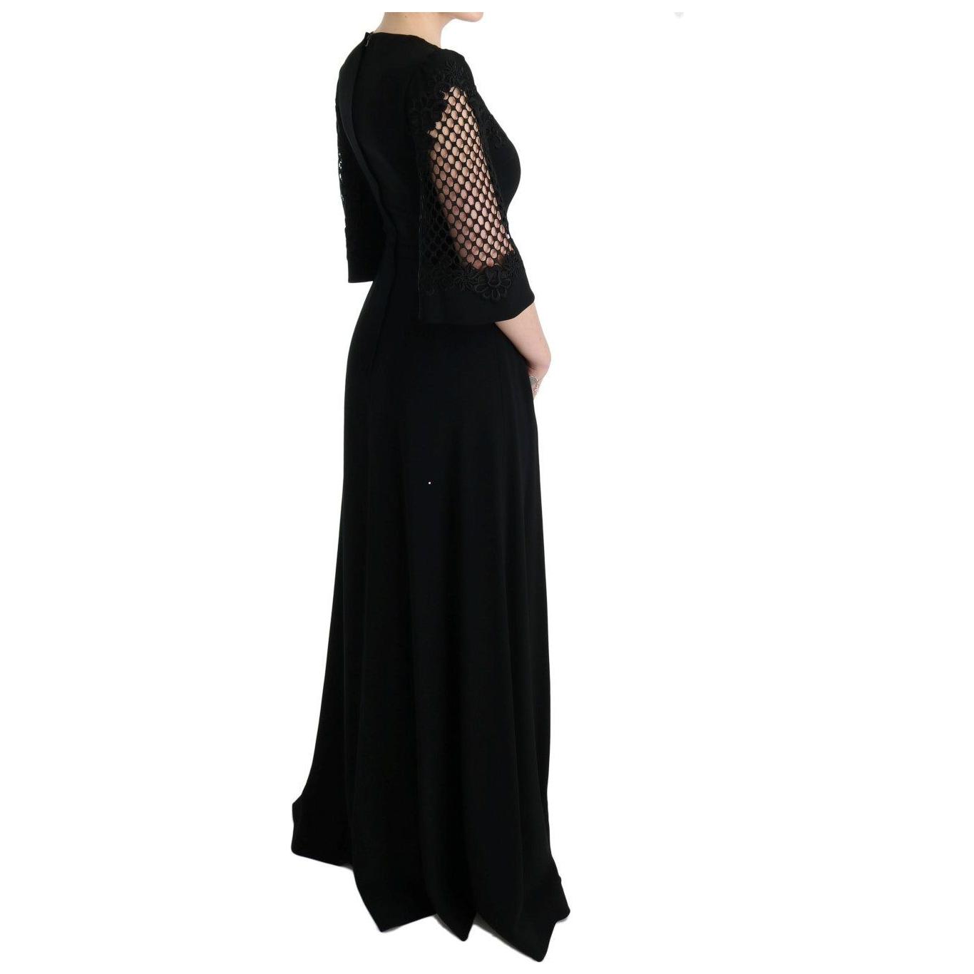 Dolce & Gabbana Elegant Black Floral Maxi Dress Dolce & Gabbana Black