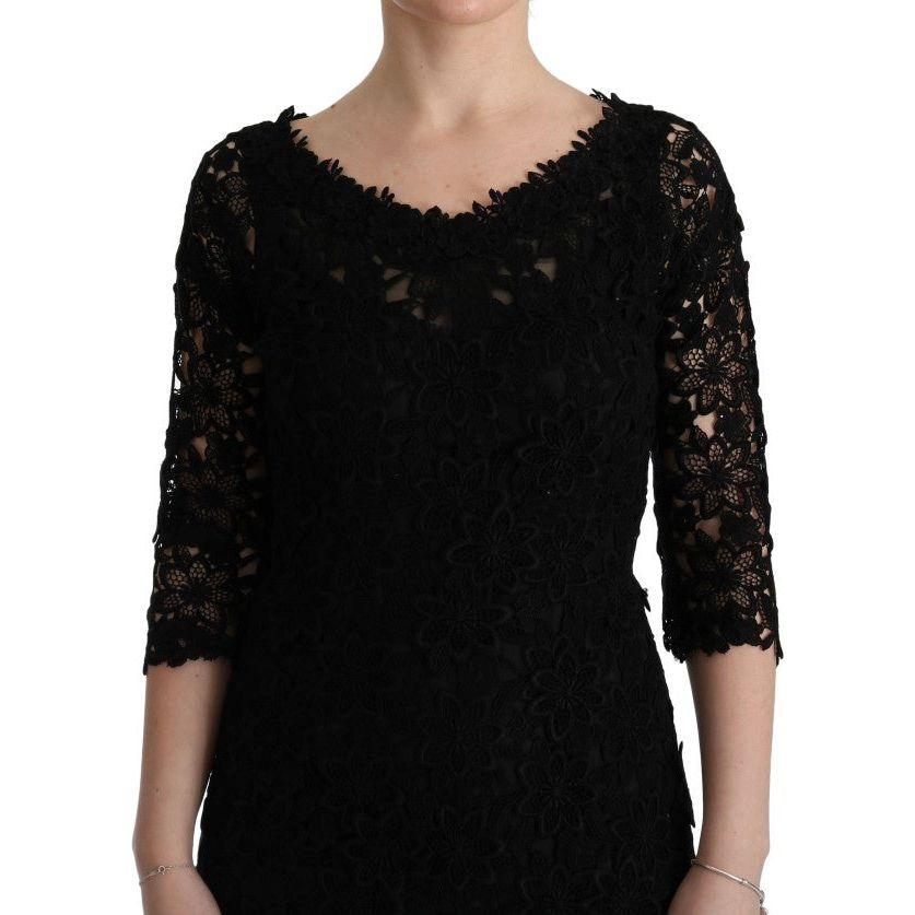 Dolce & Gabbana Elegant Black Sheath Dress with Silk Lining Dolce & Gabbana Rosy Brown