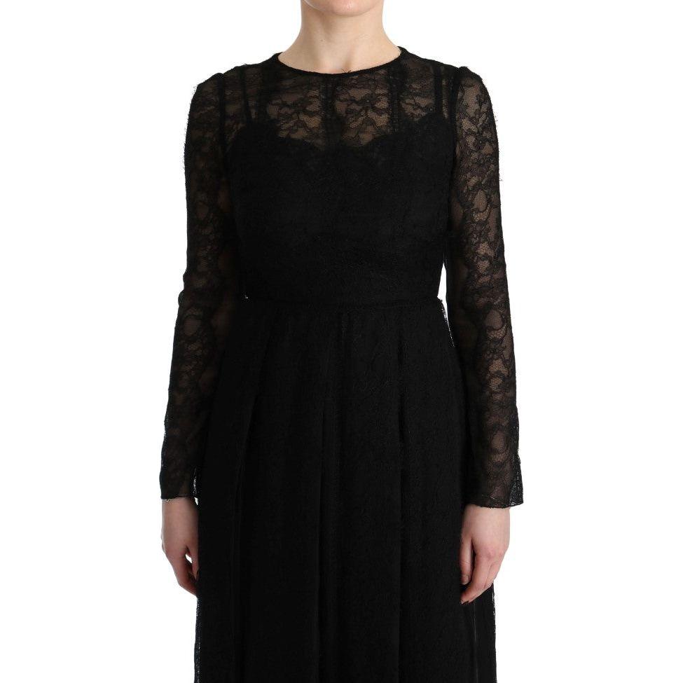 Dolce & Gabbana Elegant Black Sheath Long Sleeve Dress Dolce & Gabbana Black