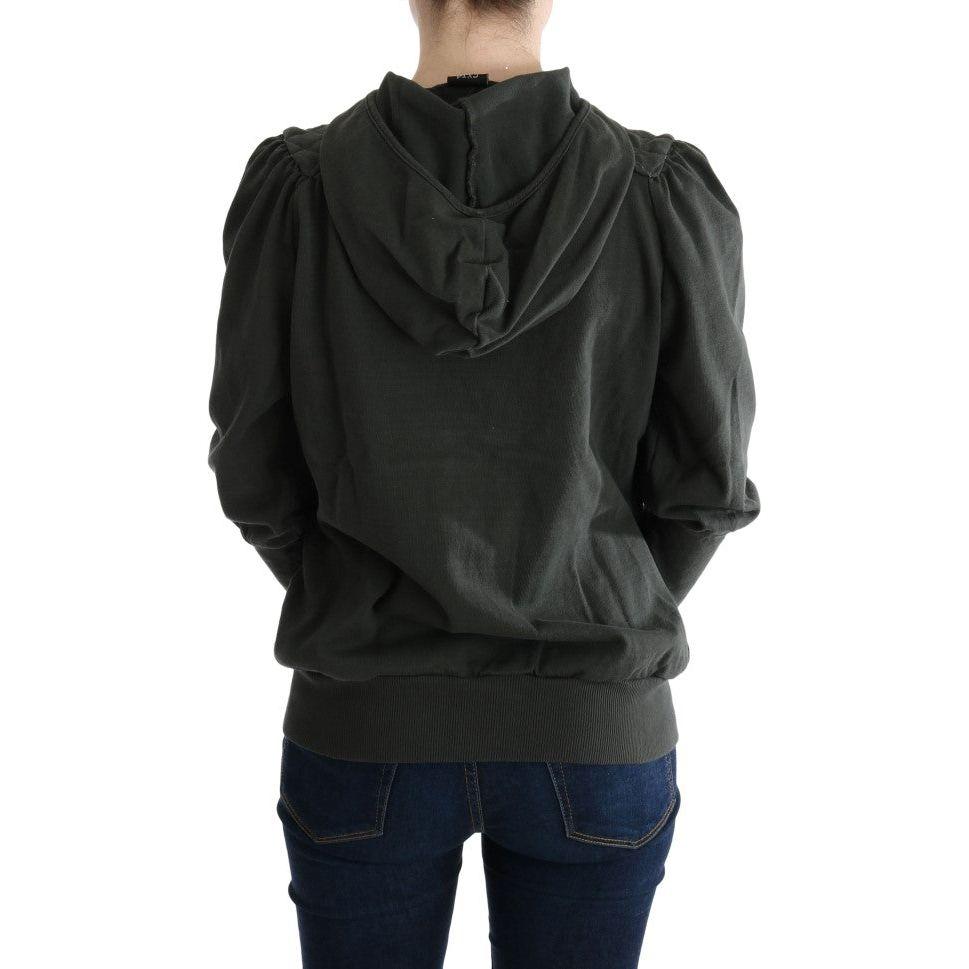 Exte Chic Gray Full-Zip Cotton Sweater Exte Dark Slate Gray