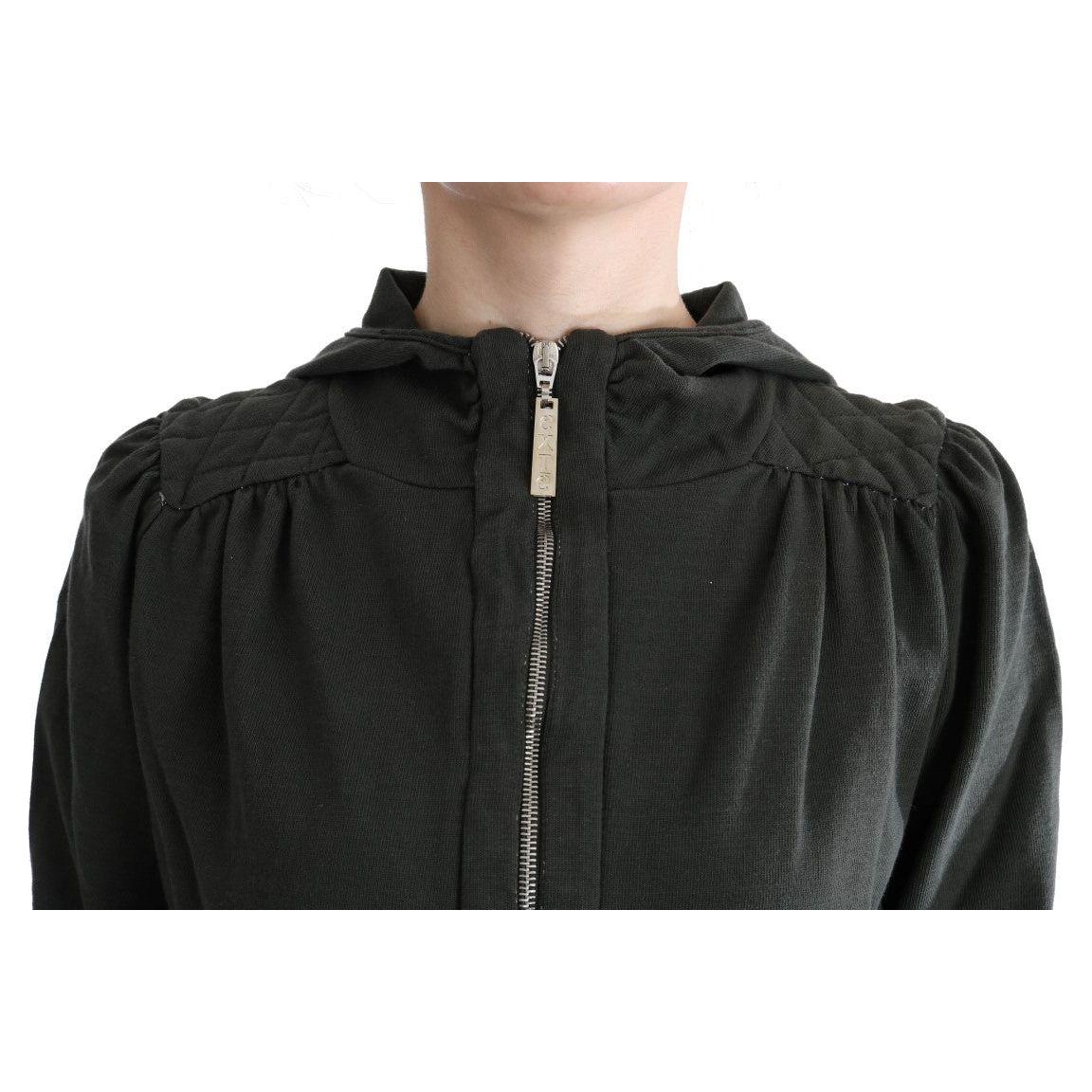 Exte Chic Gray Full-Zip Cotton Sweater Exte Dark Slate Gray