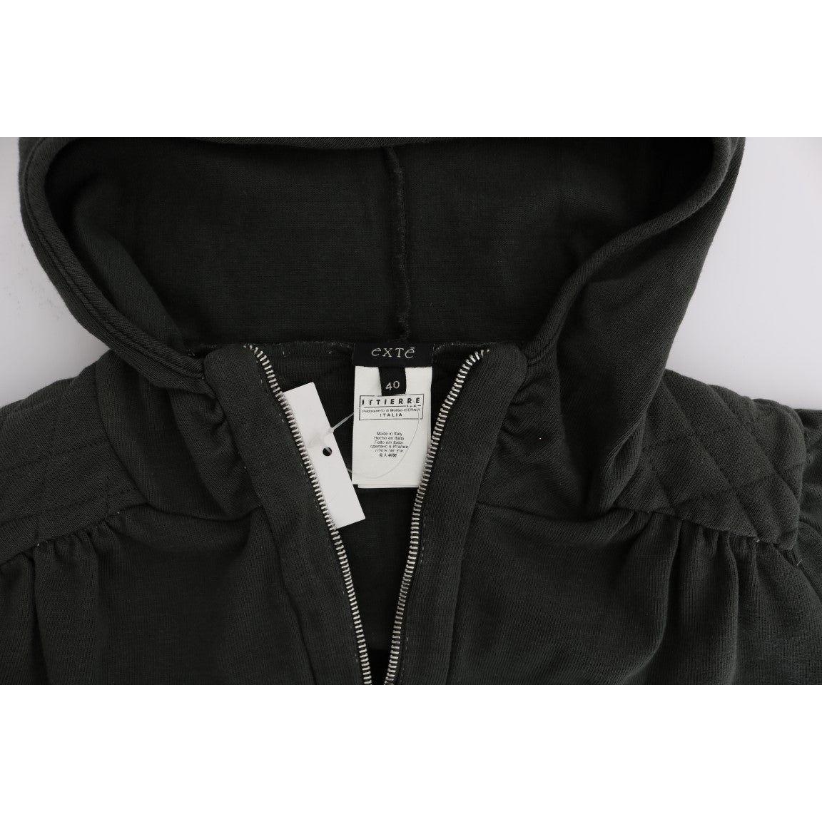 Exte Chic Gray Full-Zip Cotton Sweater Exte Black