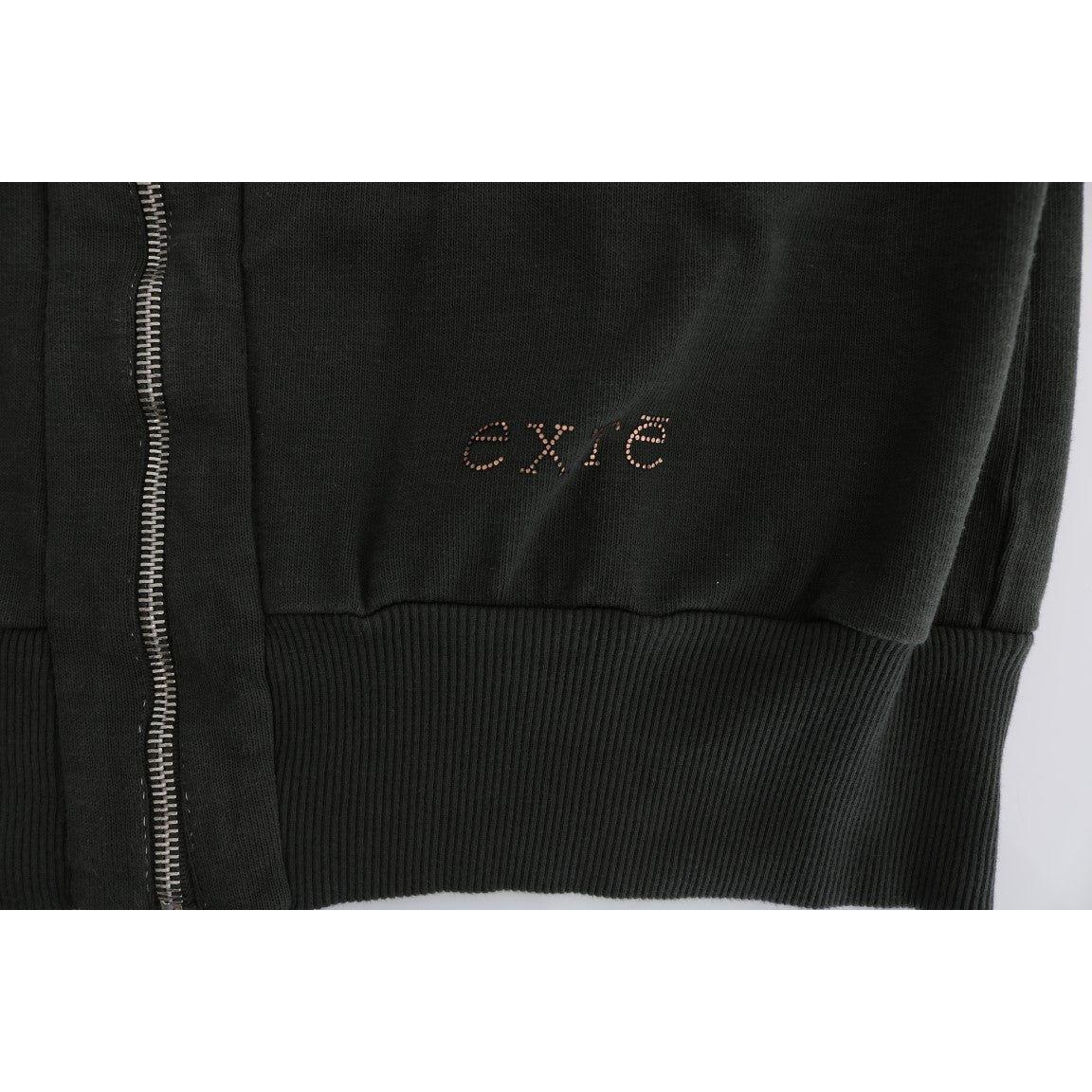 Exte Chic Gray Full-Zip Cotton Sweater Exte Black