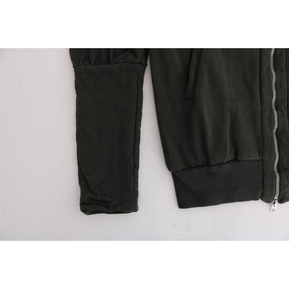 Exte Chic Gray Full-Zip Cotton Sweater Exte Dark Slate Gray