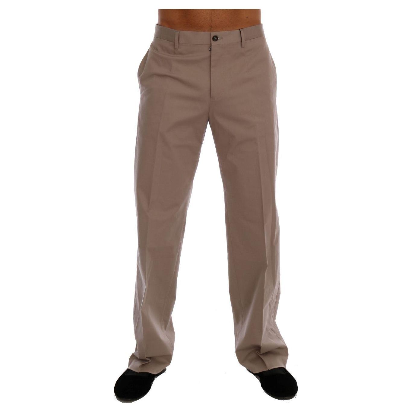 Dolce & Gabbana Beige Cotton Stretch Chinos Pants Jeans & Pants