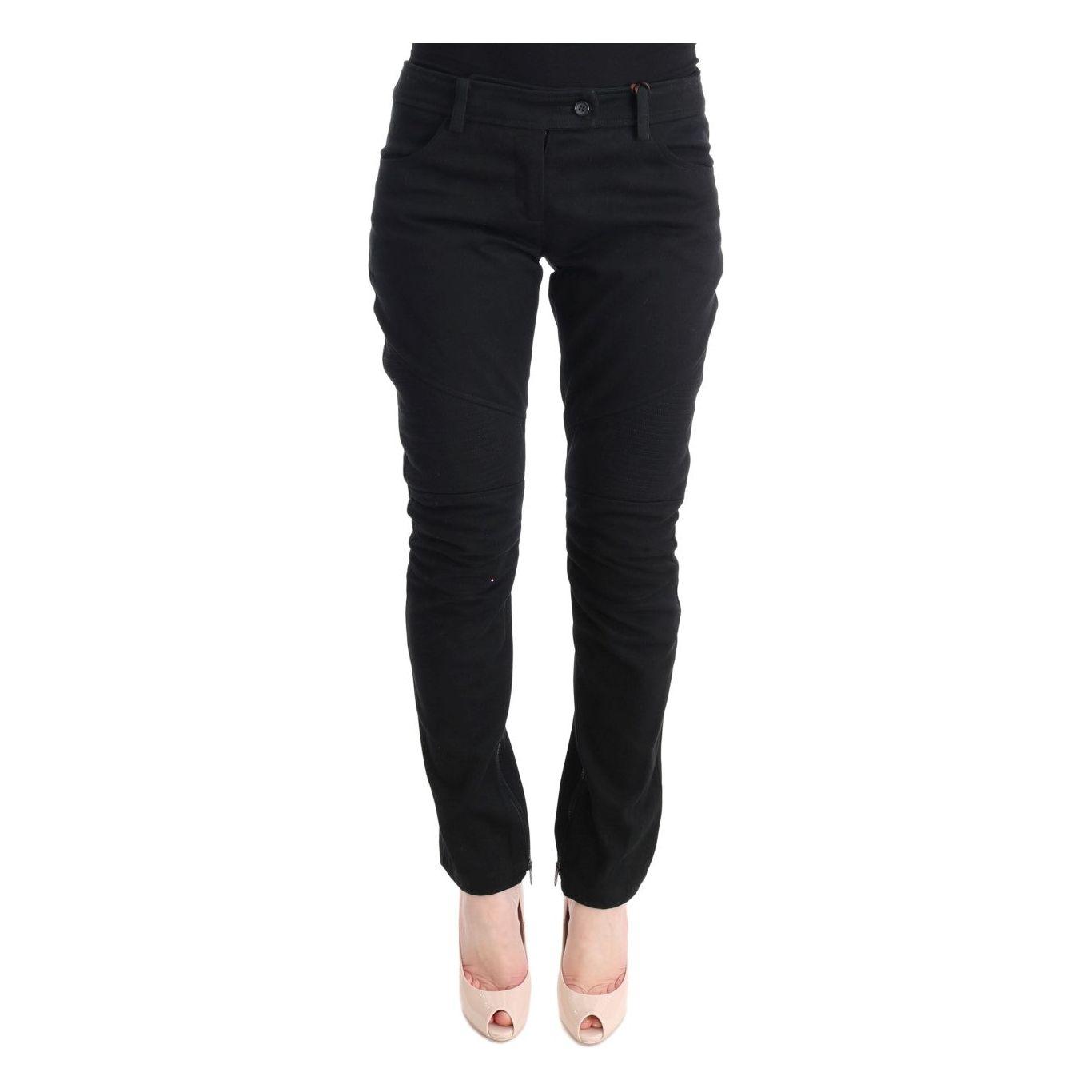 Ermanno Scervino Chic Black Slim Fit Trousers Jeans & Pants Ermanno Scervino Black