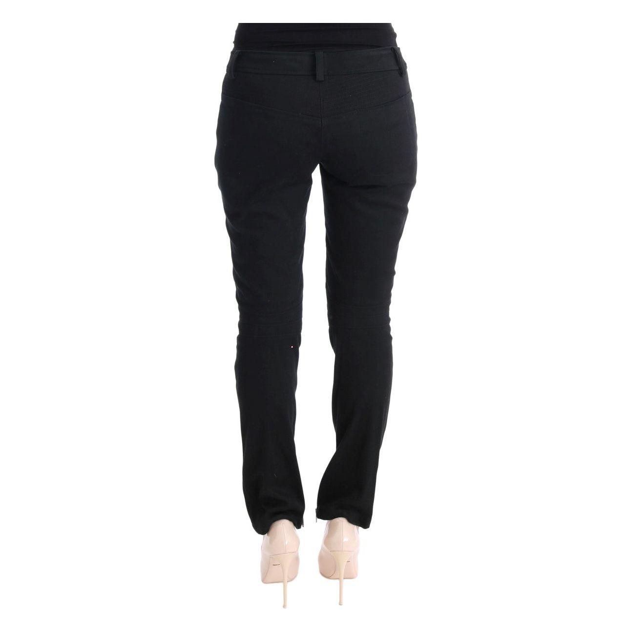 Ermanno Scervino Chic Black Slim Fit Trousers Jeans & Pants Ermanno Scervino Black