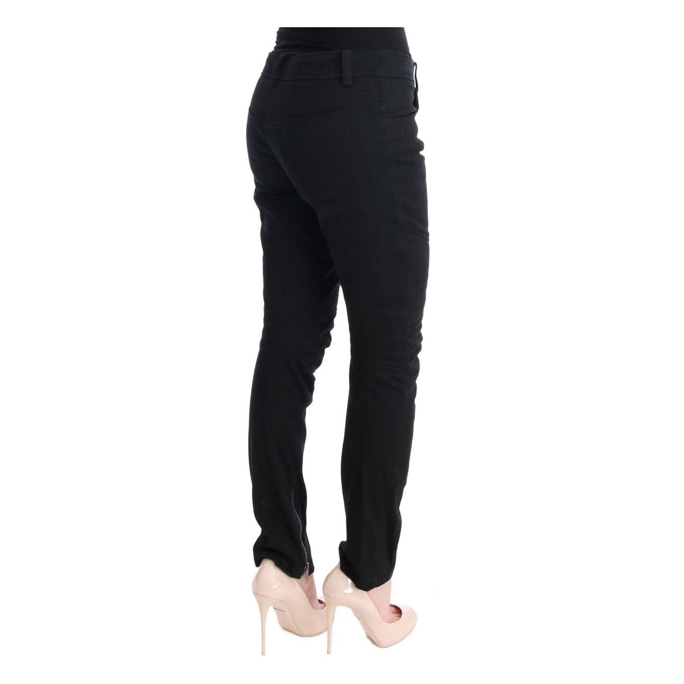 Ermanno Scervino Chic Black Slim Fit Trousers Jeans & Pants Ermanno Scervino Black