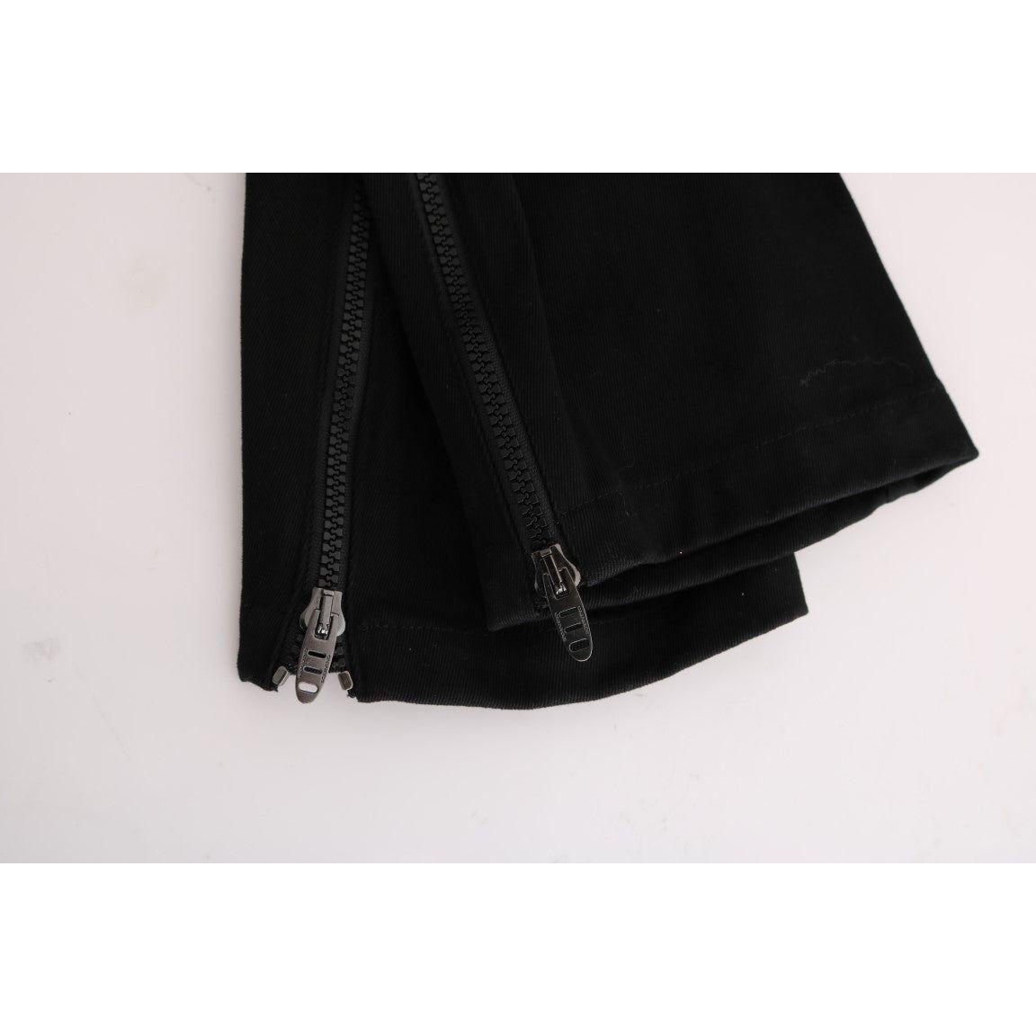 Ermanno Scervino Black Cotton Slim Fit Casual Pants Jeans & Pants