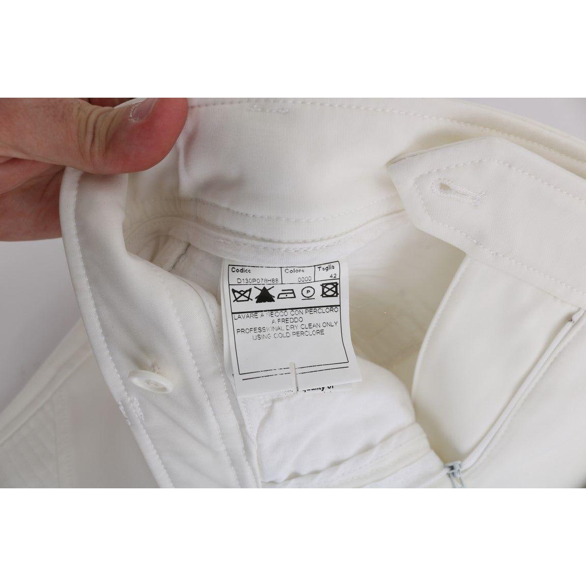 Ermanno Scervino White Cotton Slim Fit Casual Pants SIG30306-2