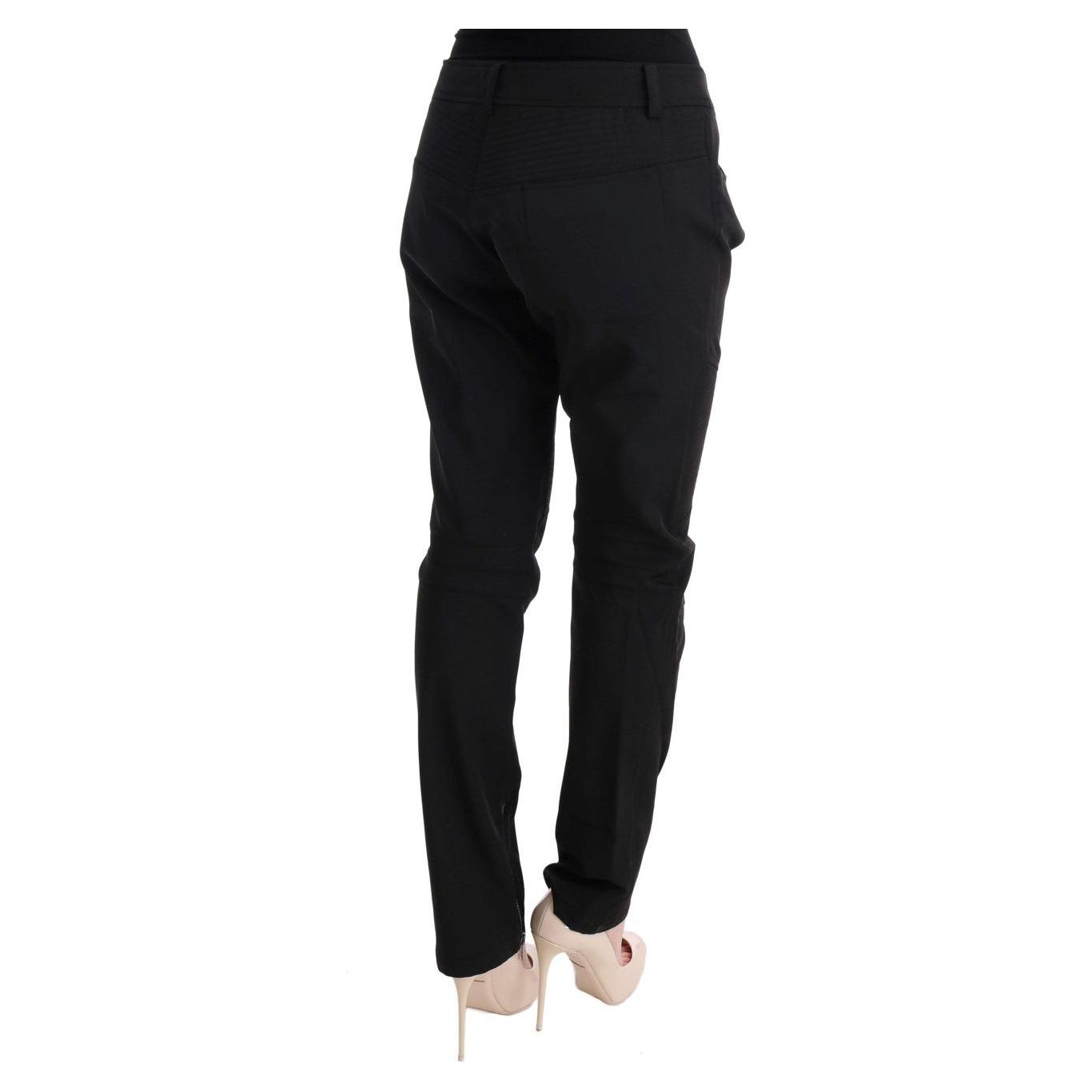 Ermanno Scervino Sleek Black Cotton Slim Fit Pants Jeans & Pants Ermanno Scervino Black